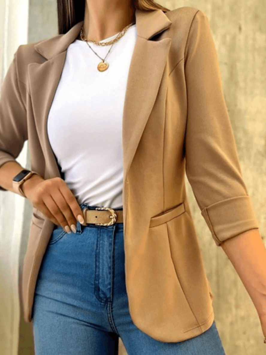 Tailored Women's Open Front Coat with Pockets