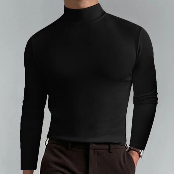 Men's Fitted Long Sleeve Turtleneck Sweater - OutfitLondon