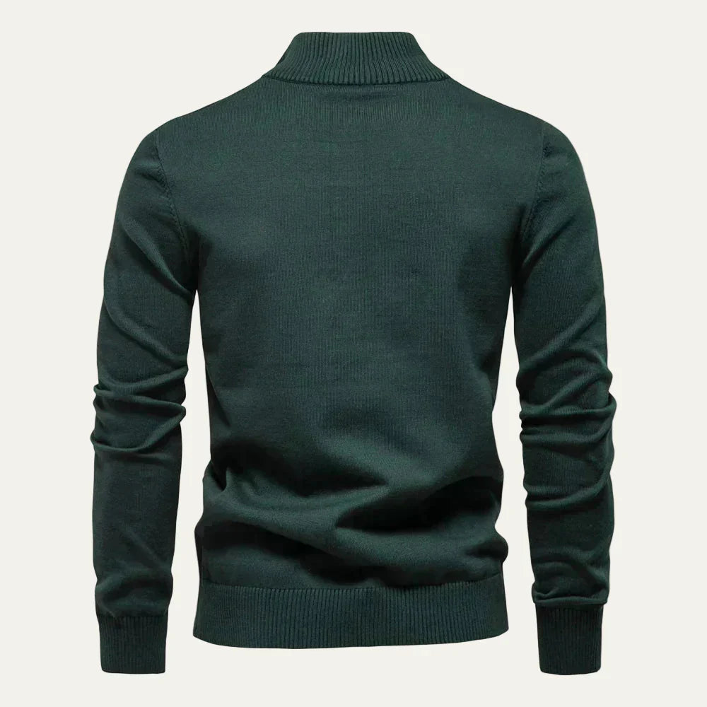 Men's Classic Quarter Zip Striped Knit Sweater