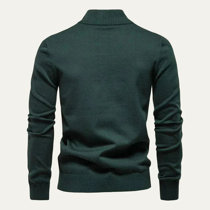 Men's Classic Quarter Zip Striped Knit Sweater