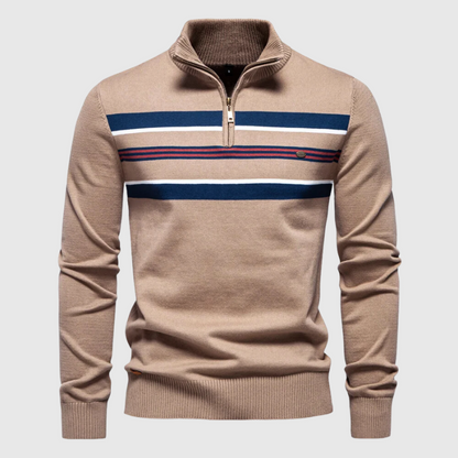 Trendy Colorblock Stripe Half-Zip Sweater