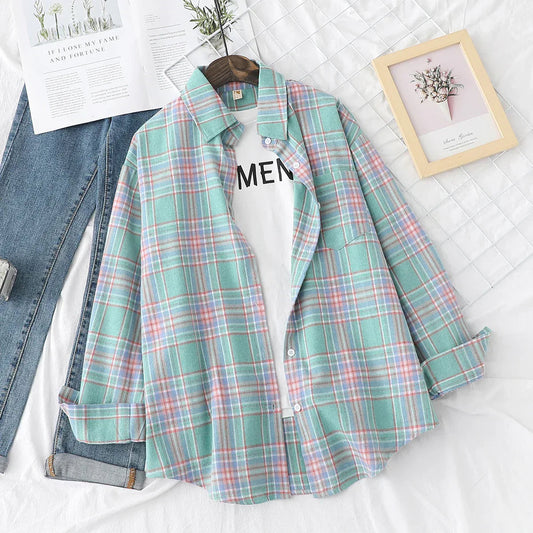 Classic Plaid Women's Blouse Shirt - OutfitLondon