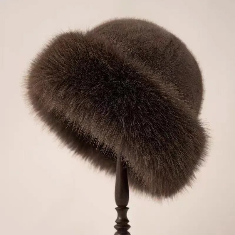 Damen-Warmhut aus Kunstpelz für Winter - OutfitLondon