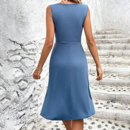 Ilianna Dress | Elegant Sleeveless Midi Dress for Summer