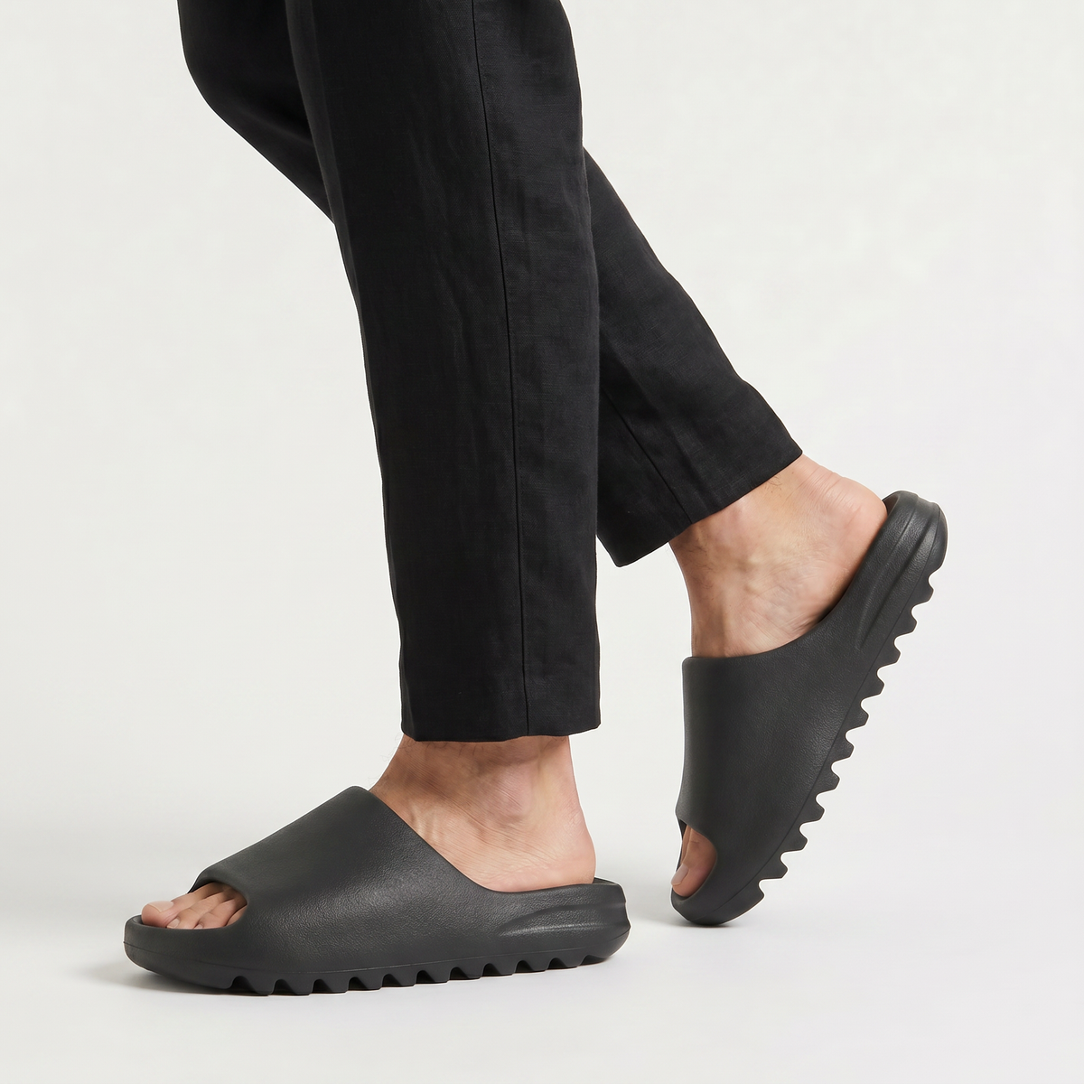 Men's Casual Leather Open-Toe Slide Sandals