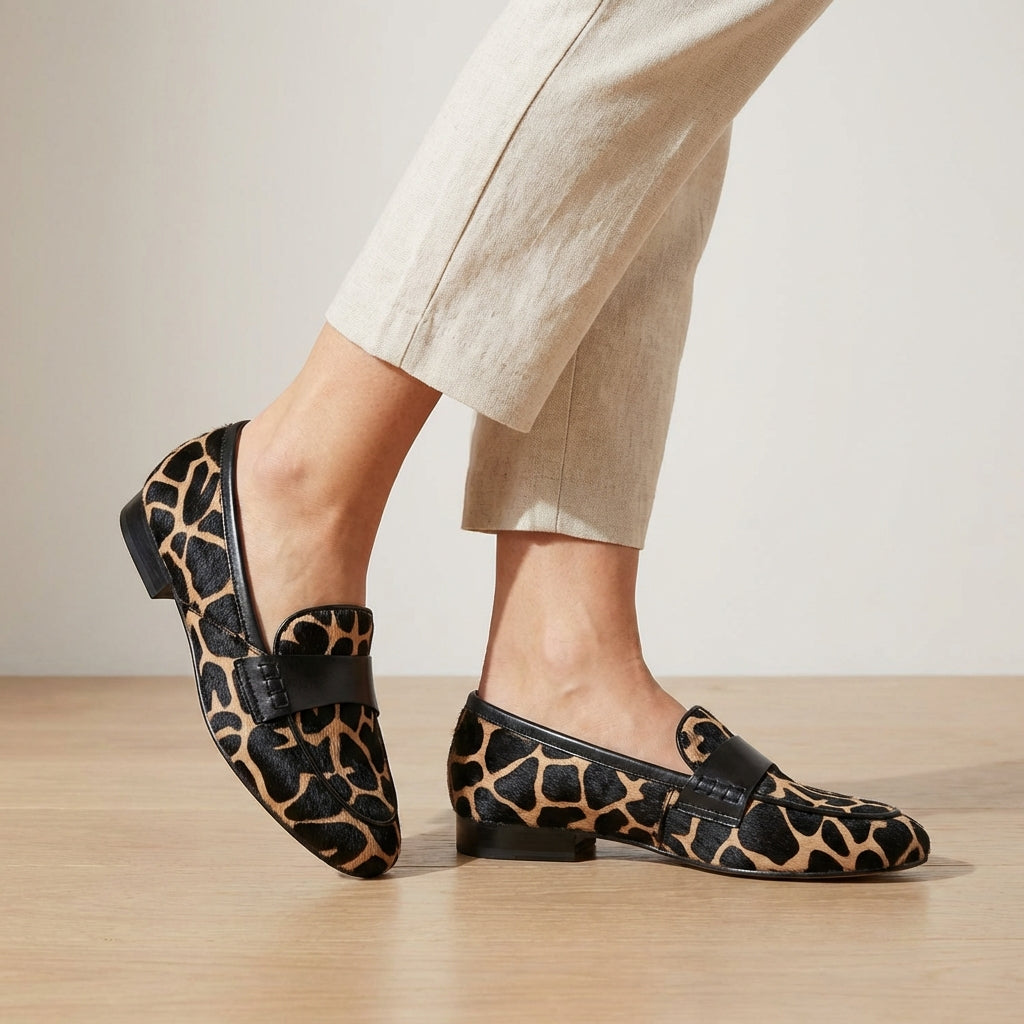 Casual Slip-On Loafers with Animal Print Accents - OutfitLondon