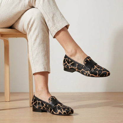 Casual Slip-On Loafers with Animal Print Accents