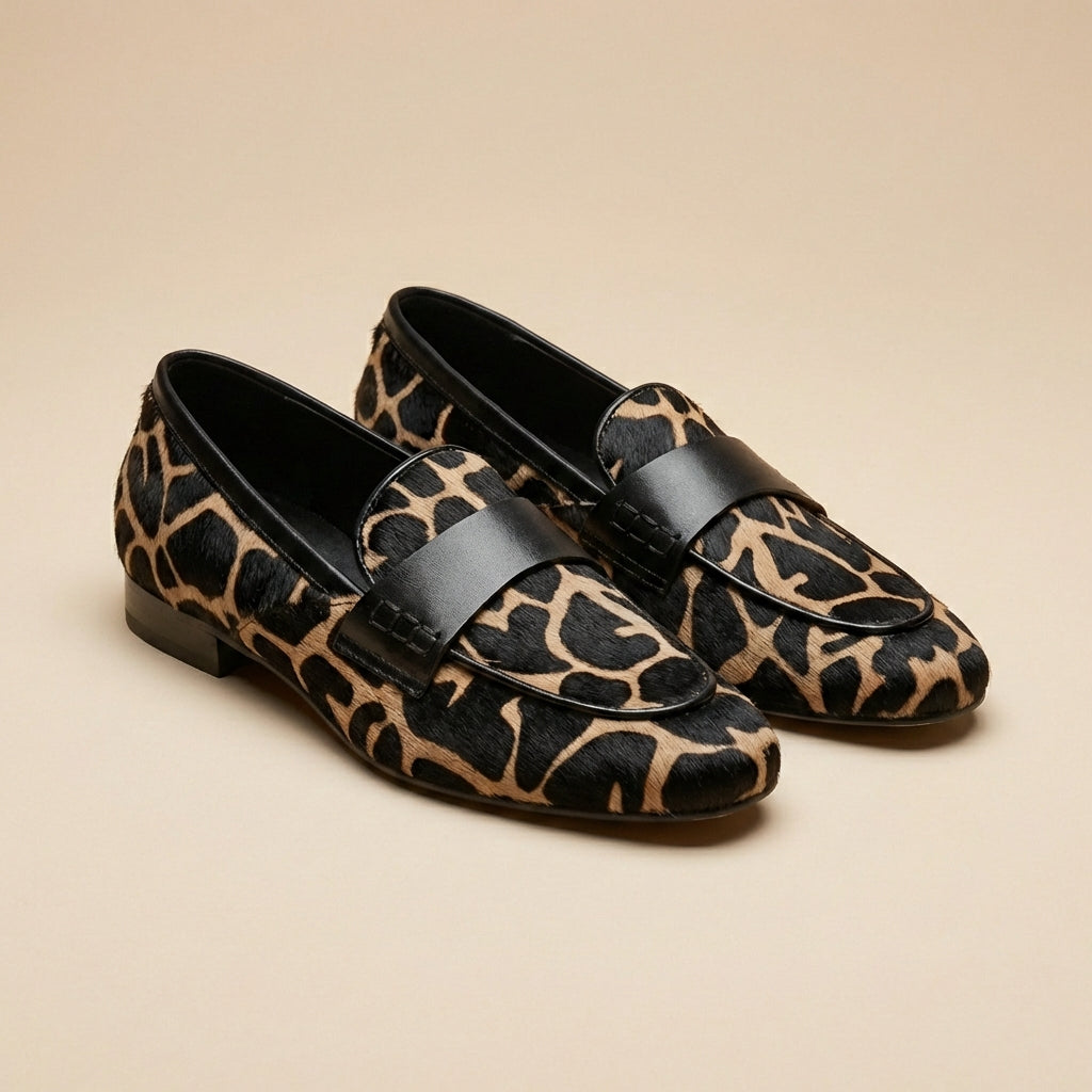 Casual Slip-On Loafers with Animal Print Accents