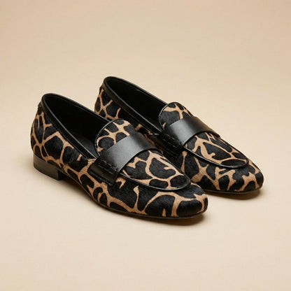Casual Slip-On Loafers with Animal Print Accents
