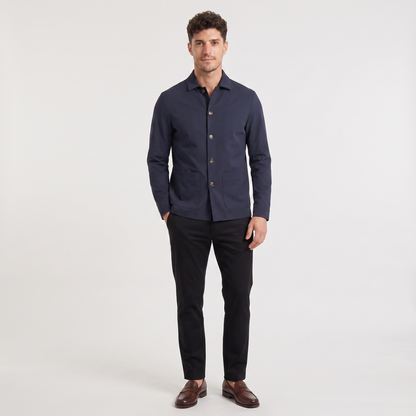 Men's Casual Button-Up Cotton Blazer Jacket Navy