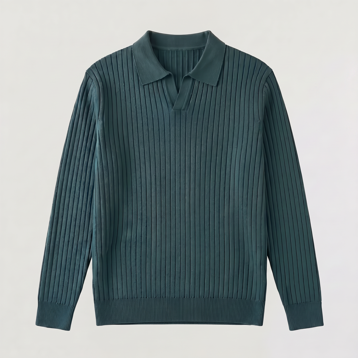 Men's Classic Knitted V-Neck Polo Jumper