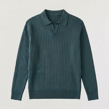 Men's Classic Knitted V-Neck Polo Jumper