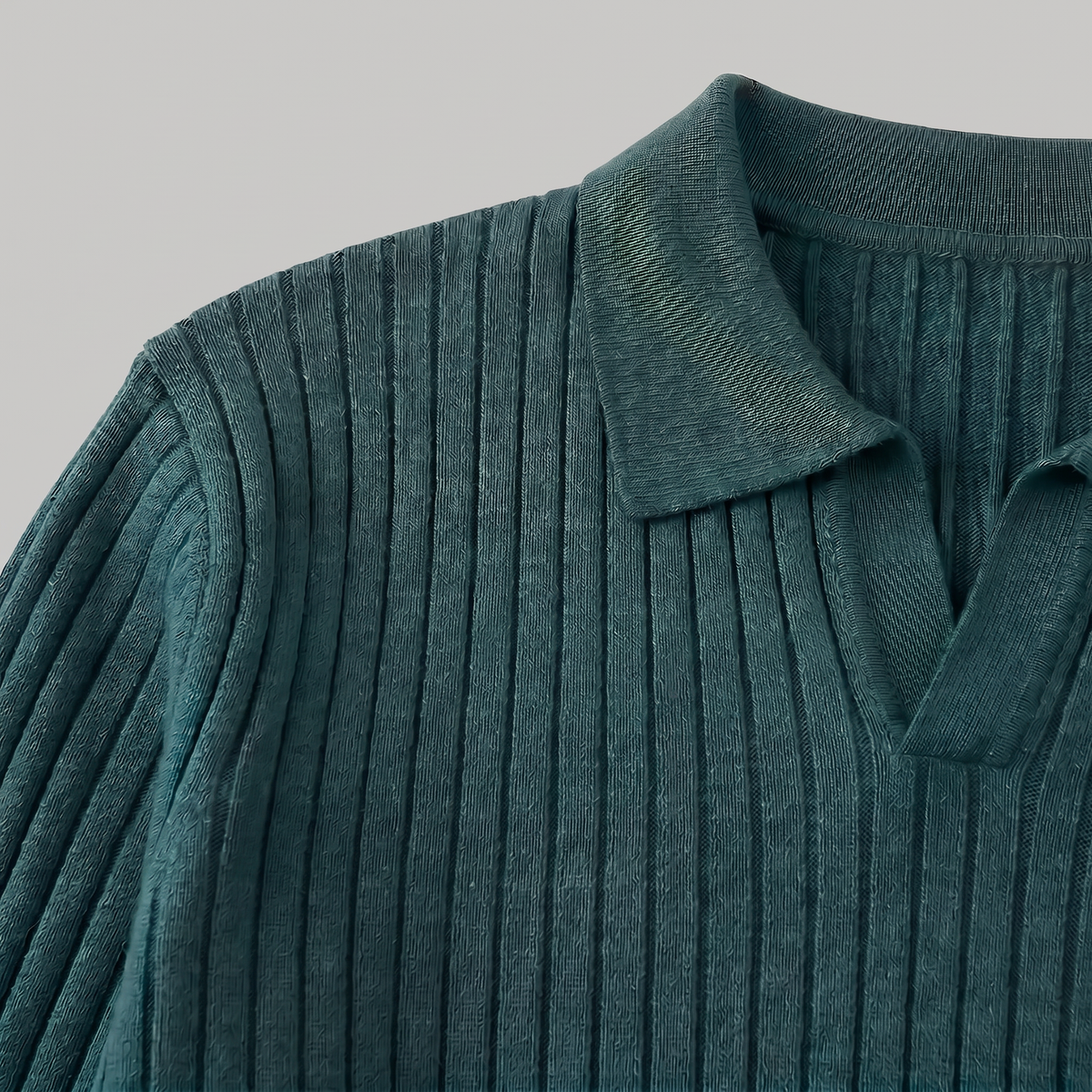 Men's Classic Knitted V-Neck Polo Jumper