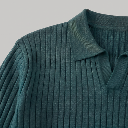 Men's Classic Knitted V-Neck Polo Jumper
