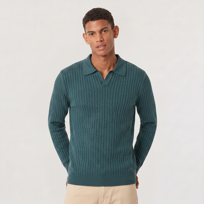 Men's Classic Knitted V-Neck Polo Jumper
