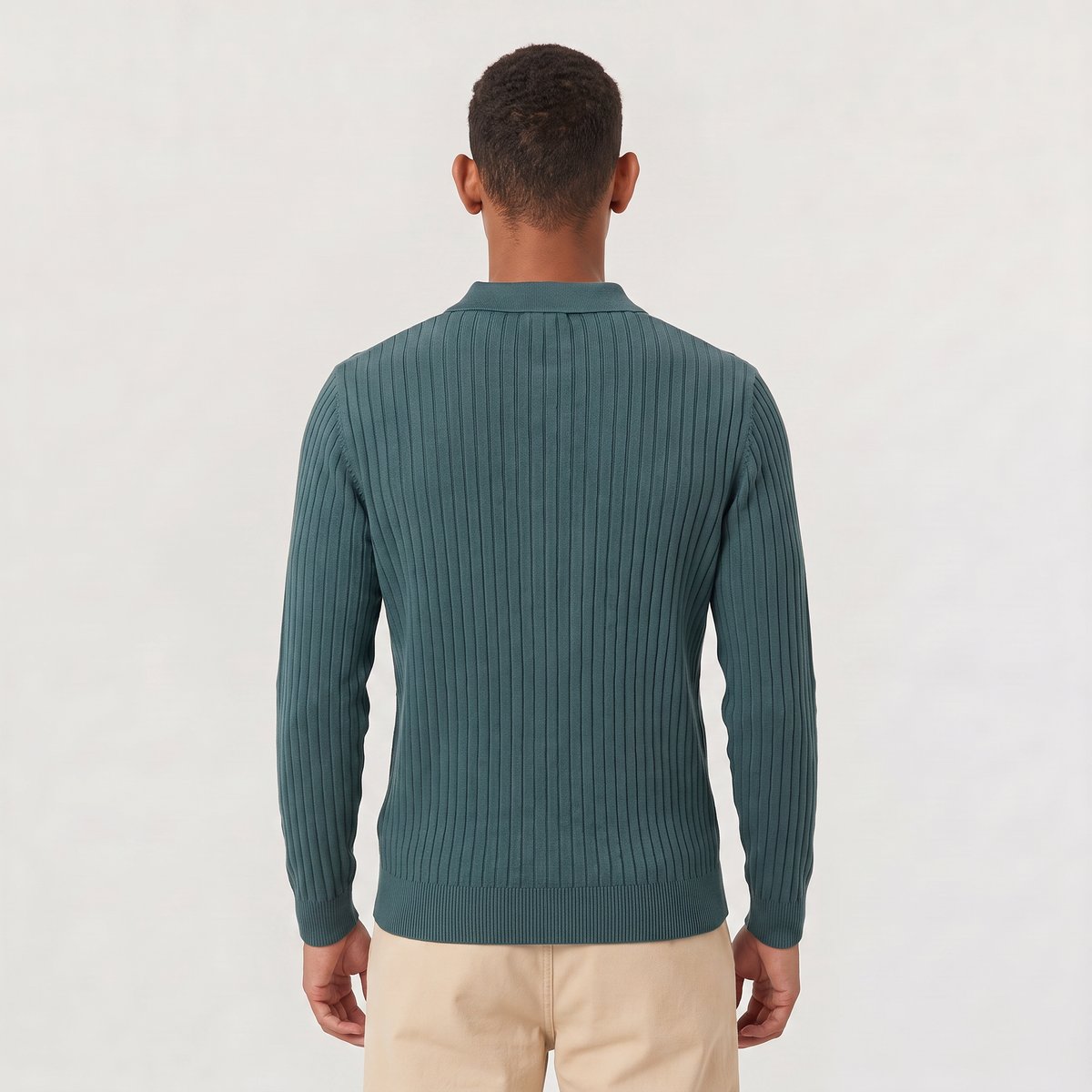 Men's Classic Knitted V-Neck Polo Jumper