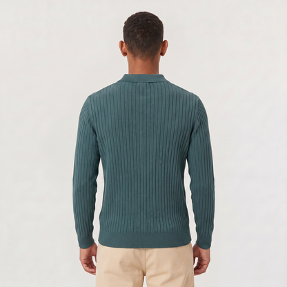 Men's Classic Knitted V-Neck Polo Jumper