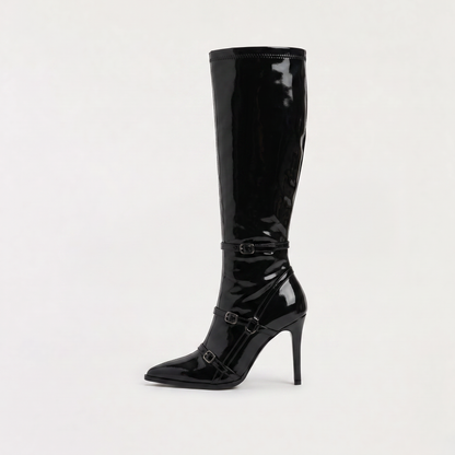 Women's Stylish Patent Knee-High Stiletto Boots