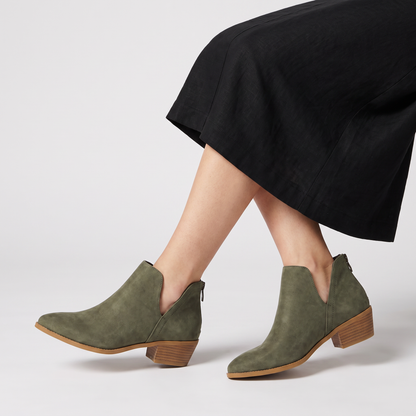Women's Stylish Low-Cut V-Neck Leather Ankle Boots