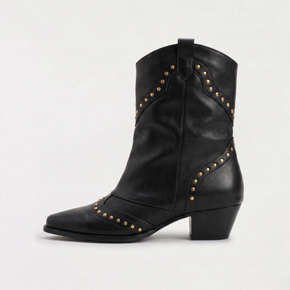 Women's Stylish Leather Studded Western Boots
