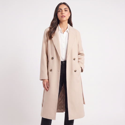Women's Classic Wool Blend Long Button-Up Coat