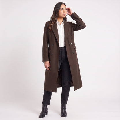 Women's Classic Wool Blend Long Button-Up Coat