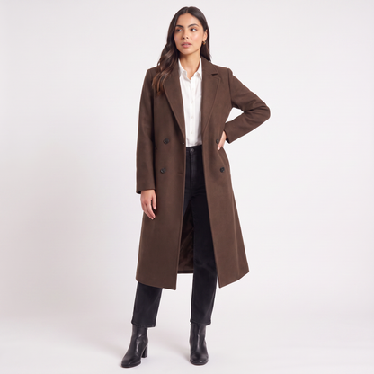 Women's Classic Wool Blend Long Button-Up Coat