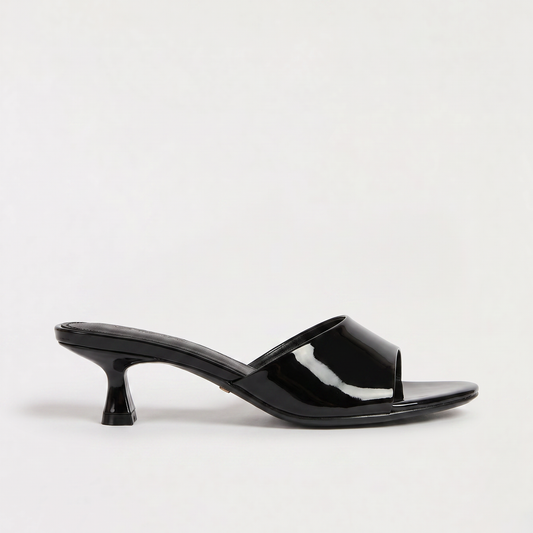 Women's Elegant Open Toe Leather Slide Heels