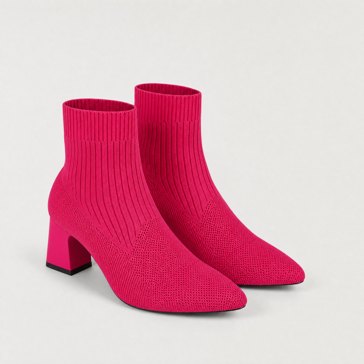 Women's Bohemian Mid-Calf Leather Slip-On Boots with Chunky Heel