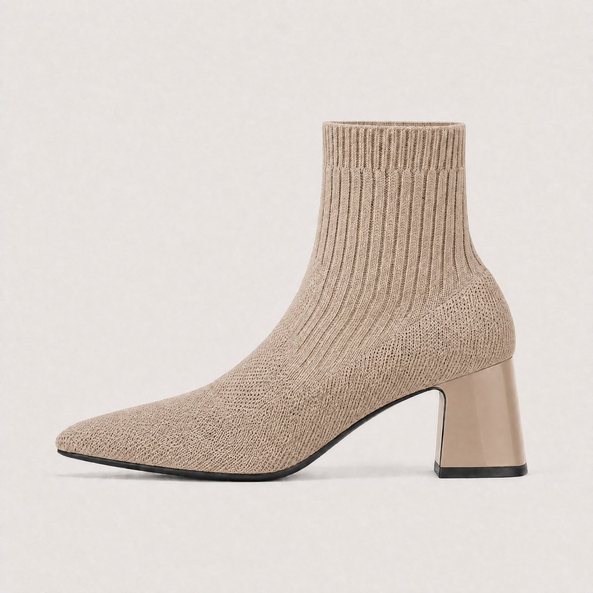 Women's Bohemian Mid-Calf Leather Slip-On Boots with Chunky Heel