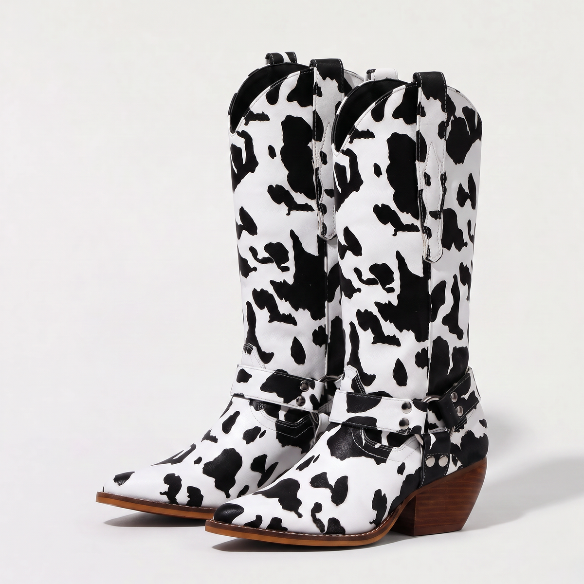 Women's Stylish Leather Block Heel Cowboy Boots
