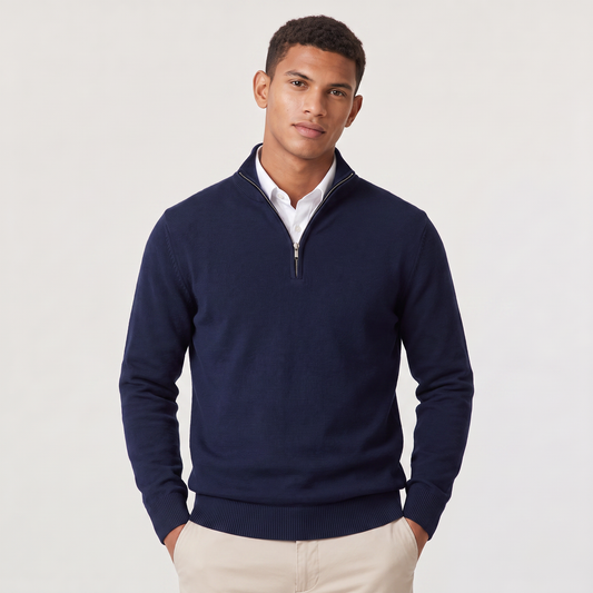 Men's Classic Cotton Blend Quarter-Zip Knit Sweater