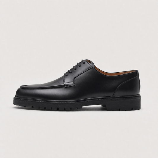 Men's Classic Leather Apron-Toe Derby Shoes