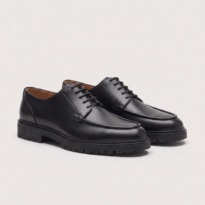 Men's Classic Leather Apron-Toe Derby Shoes