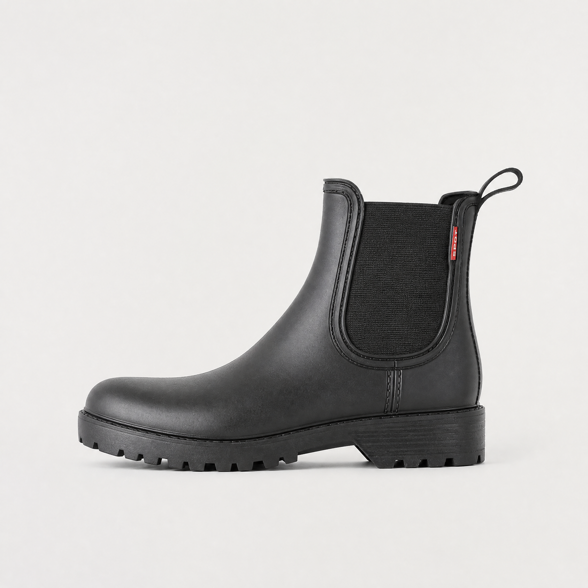 Women's Waterproof Leather Chelsea Rain Boots with Lugged Sole