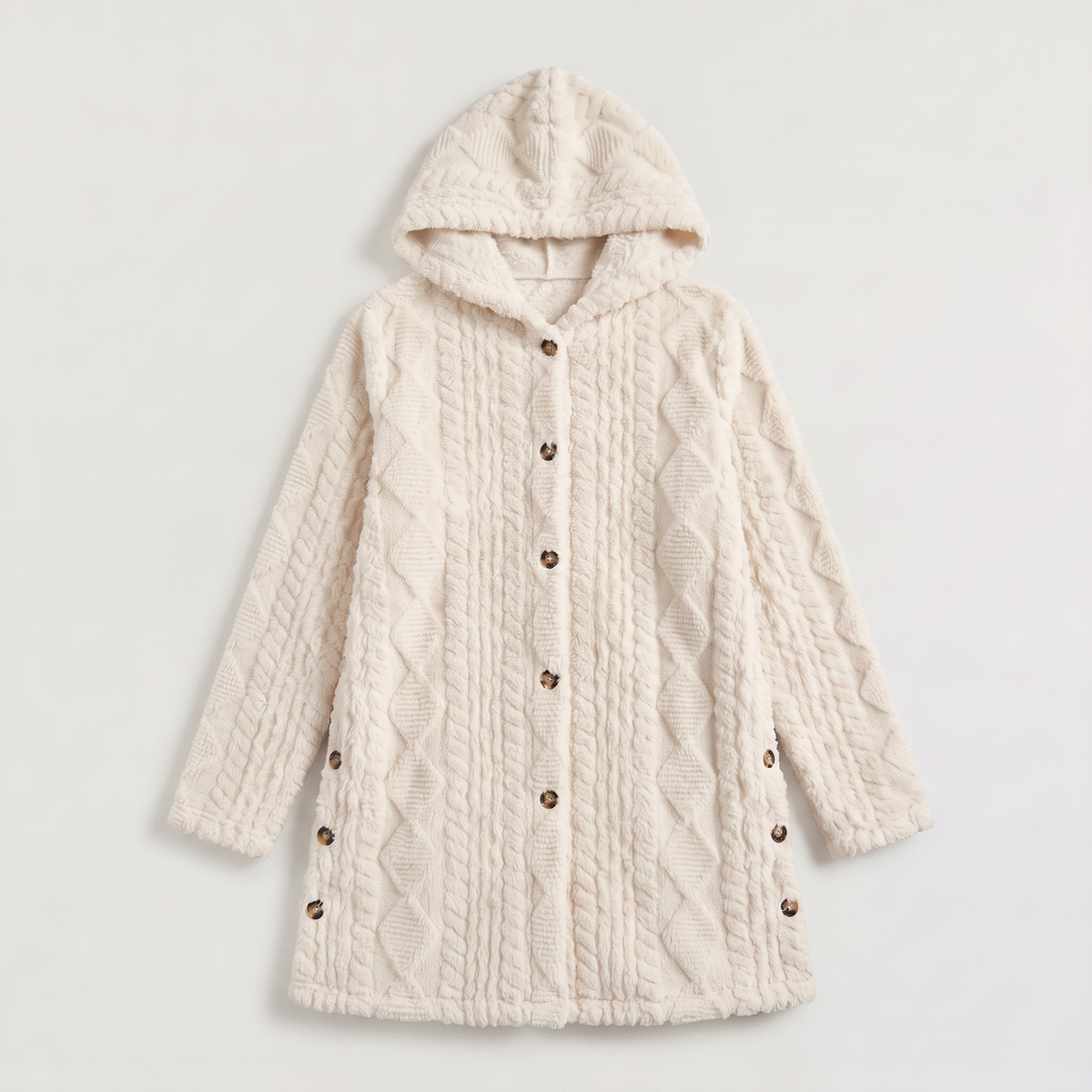 Women's Casual Hooded Teddy Fleece Cardigan