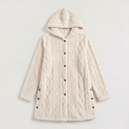 Women's Casual Hooded Teddy Fleece Cardigan