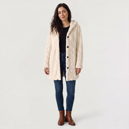 Women's Casual Hooded Teddy Fleece Cardigan