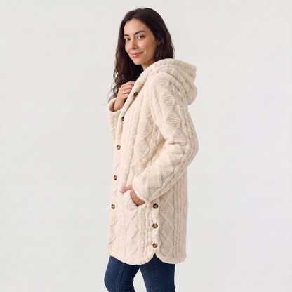 Women's Casual Hooded Teddy Fleece Cardigan
