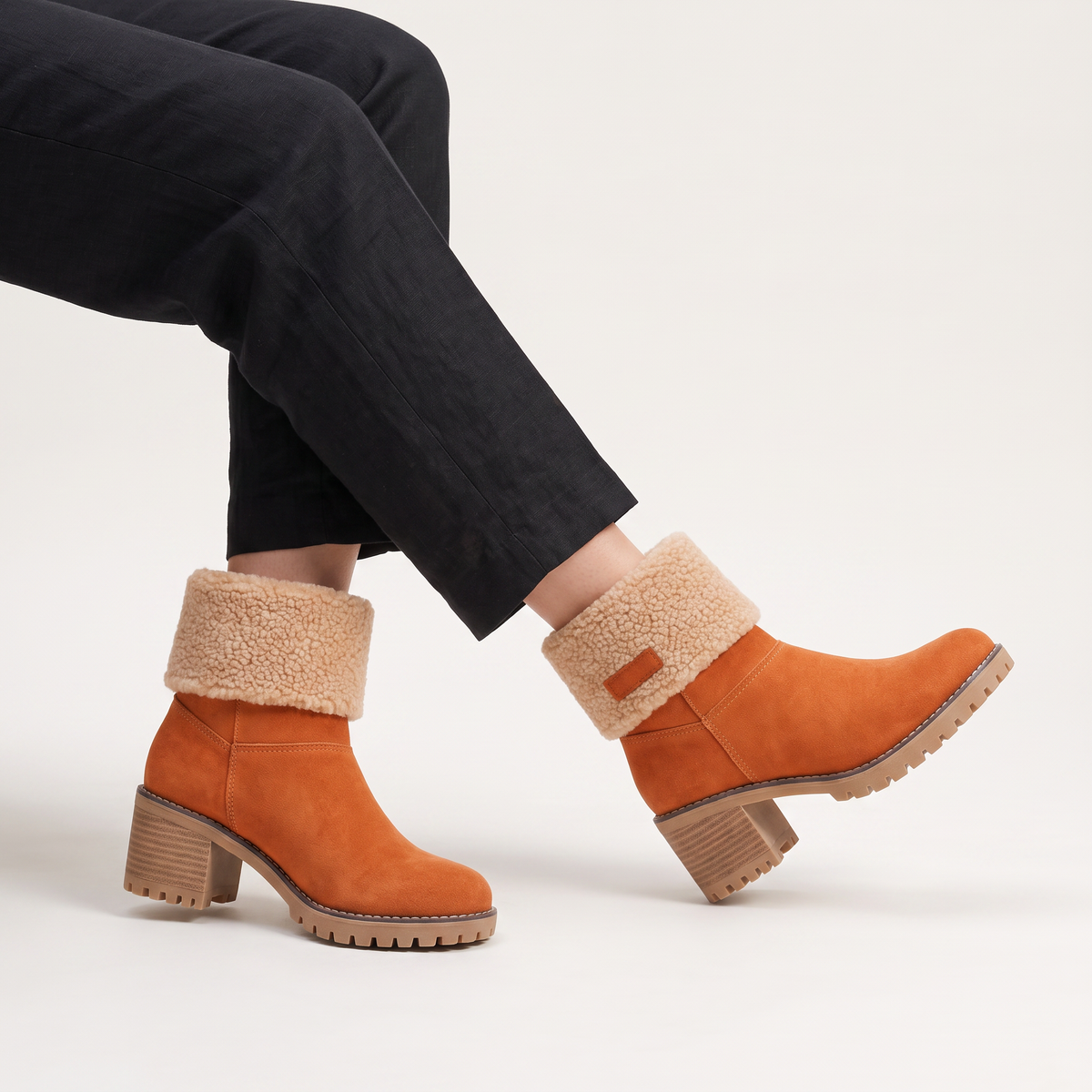 Women's Casual Faux Fur Borg-Lined Ankle Boots