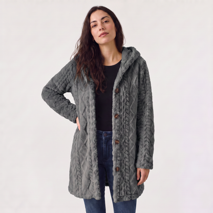 Women's Casual Hooded Teddy Fleece Cardigan