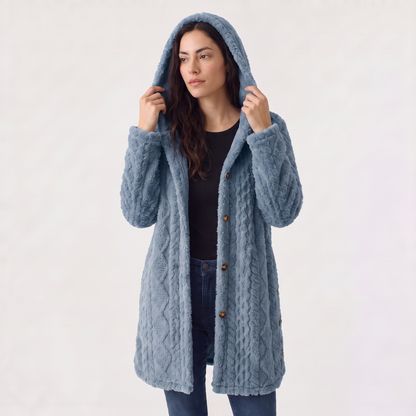 Women's Casual Hooded Teddy Fleece Cardigan