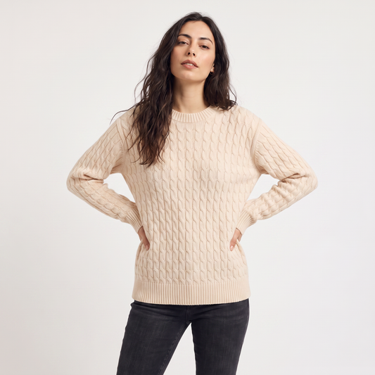 Women's Oversized Wool Cable Knit Jumper