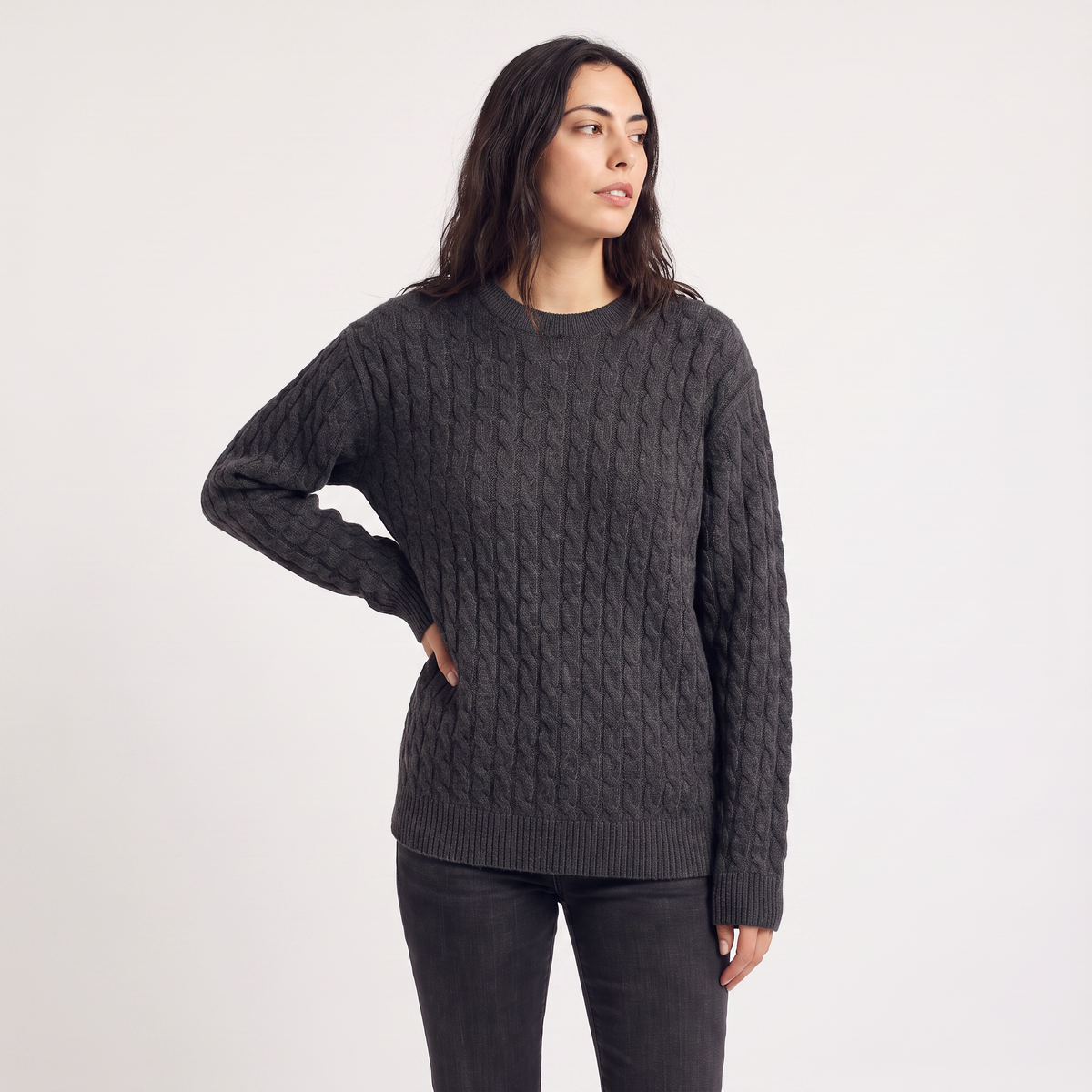 Women's Oversized Wool Cable Knit Jumper