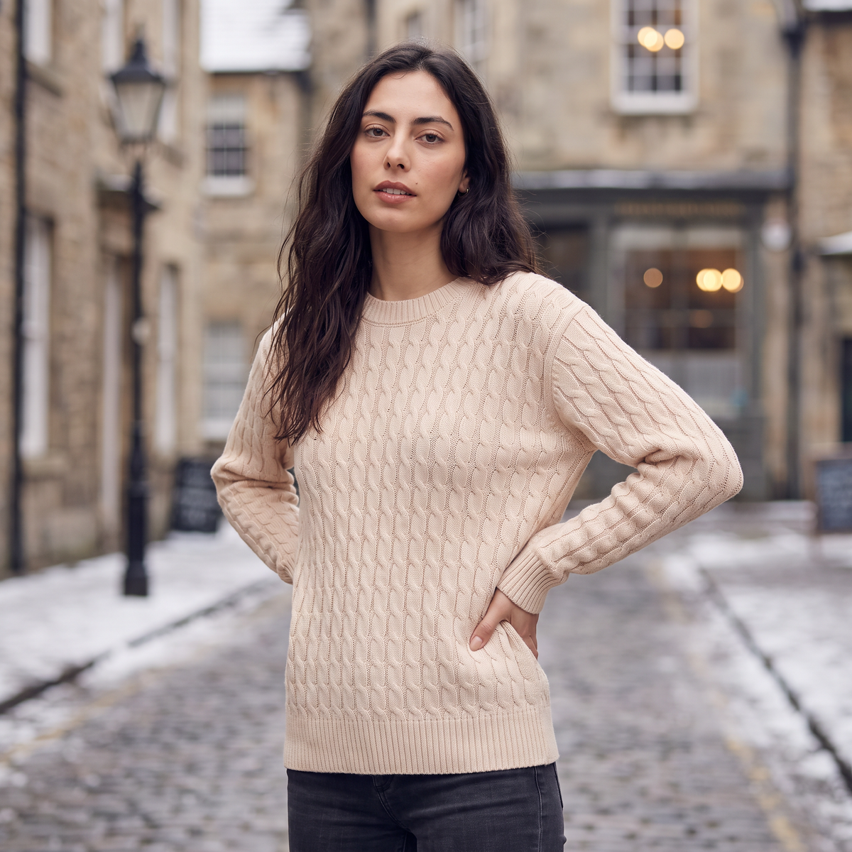 Women's Oversized Wool Cable Knit Jumper