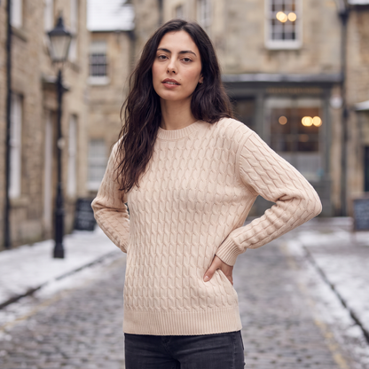 Women's Oversized Wool Cable Knit Jumper