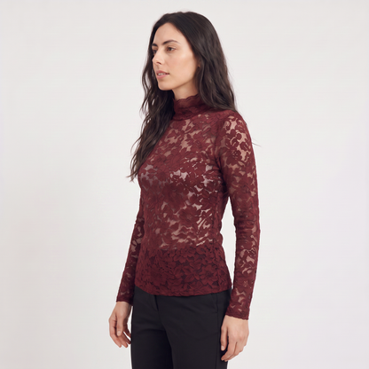 Women's Elegant Lace High-Neck Blouse