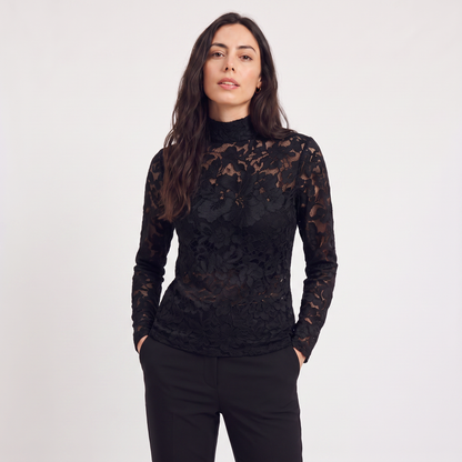 Women's Elegant Lace High-Neck Blouse