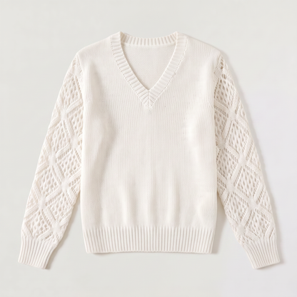 Women's Classic V-Neck Pointelle Knit Jumper