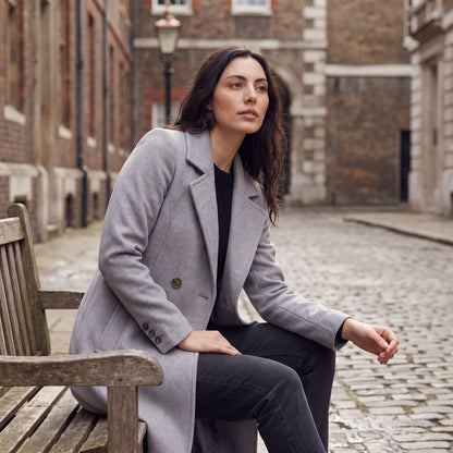 Women's Classic Wool Blend Double-Breasted Coat